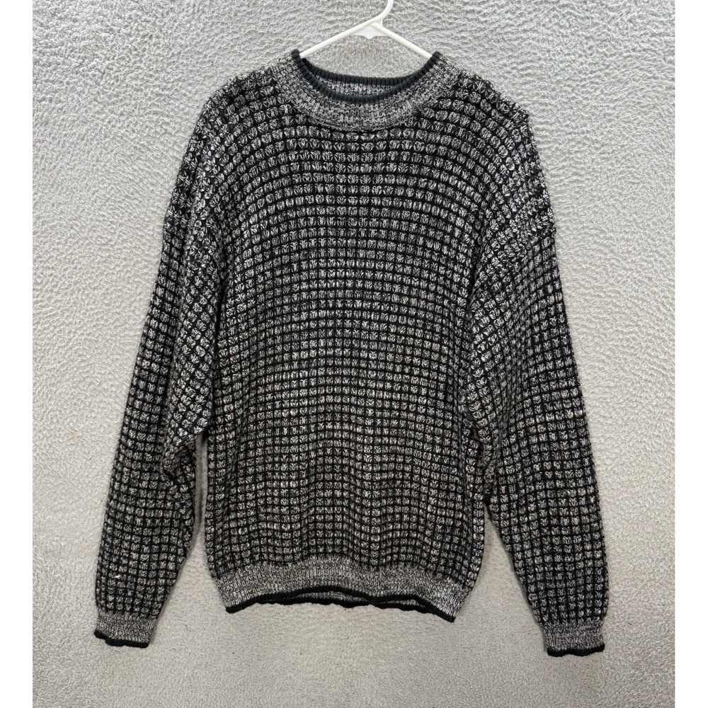 Vintage‎ Willow Bay Sweater Adult Large Multicolor Check Knit Crewneck Grandpa
